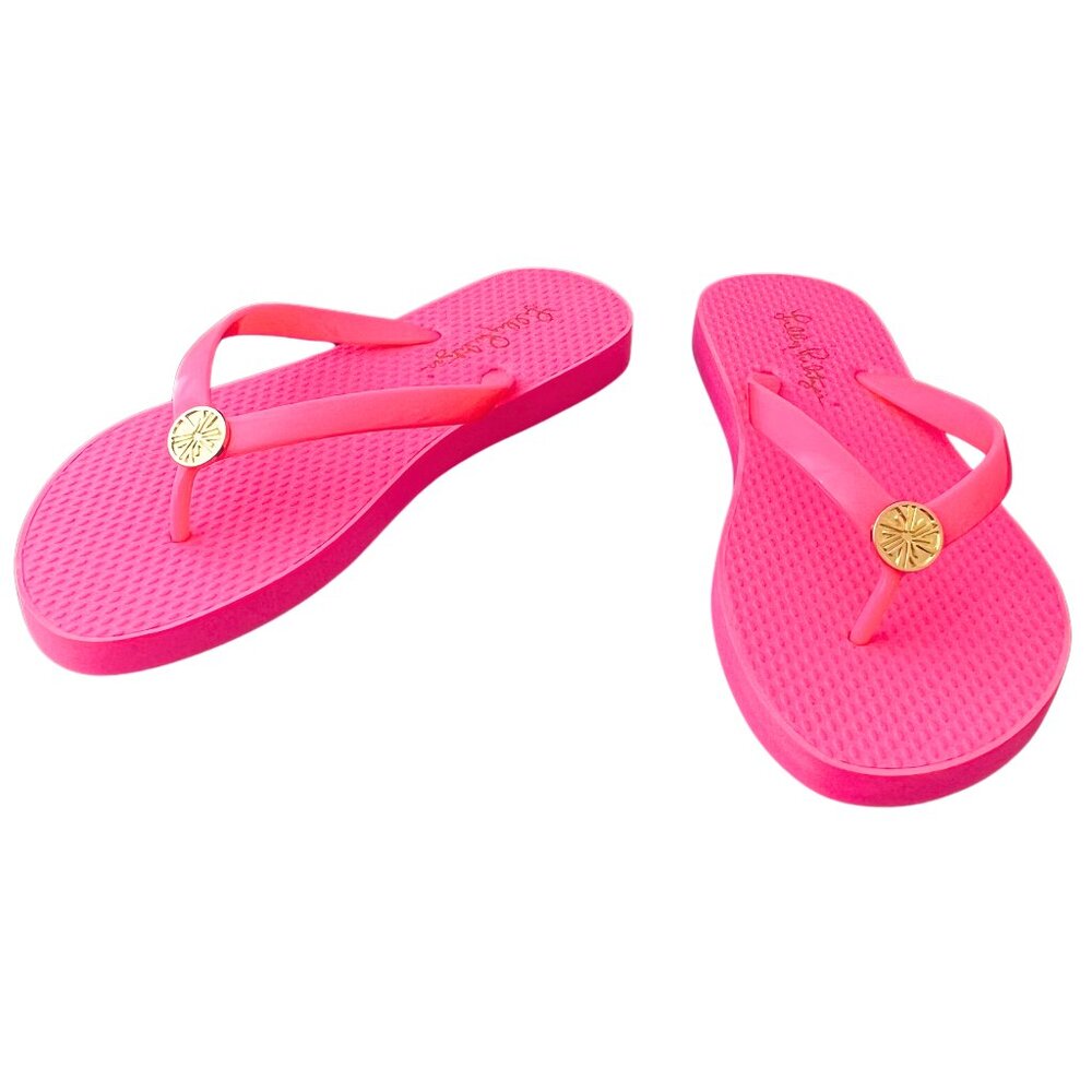 Lilly Pulitzer Roxie Pink Pool Flip Flop Size 5/6